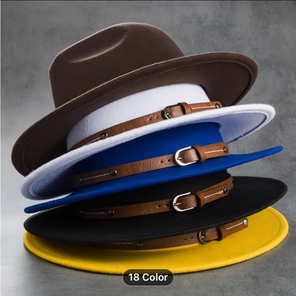 Fedora Black Hat Unisex Classy Chic Men Women Buckle Strap - Picture 9 of 14